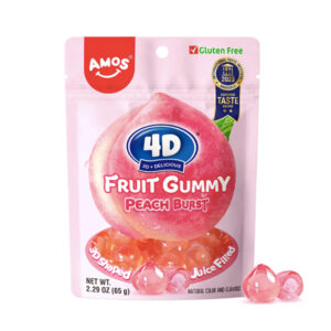 Amos 4D Juicy Burst Peach Fruit Gummy 65g