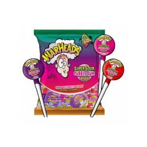 Warheads Super Sour Bubble Gum Pops Grape, Watermelon & Cherry 105g